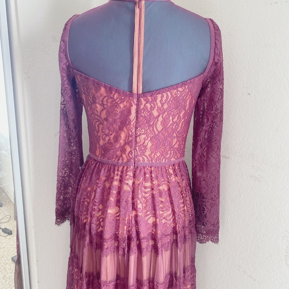 MAROON BERRY TADASHI SHOJI LACE CORSET MIDI DRESS SZ 6 - Picture 15 of 15